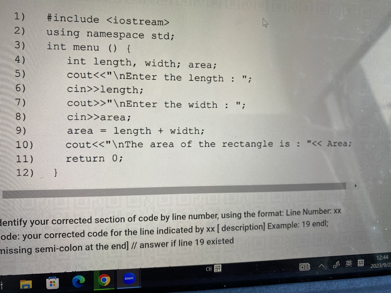 Solved identify and correct the 6 errors in the following | Chegg.com