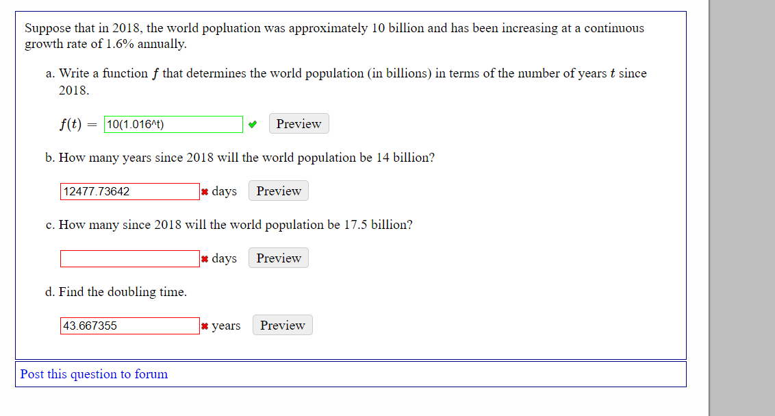 Solved Suppose that in 2018, the world popluation was | Chegg.com