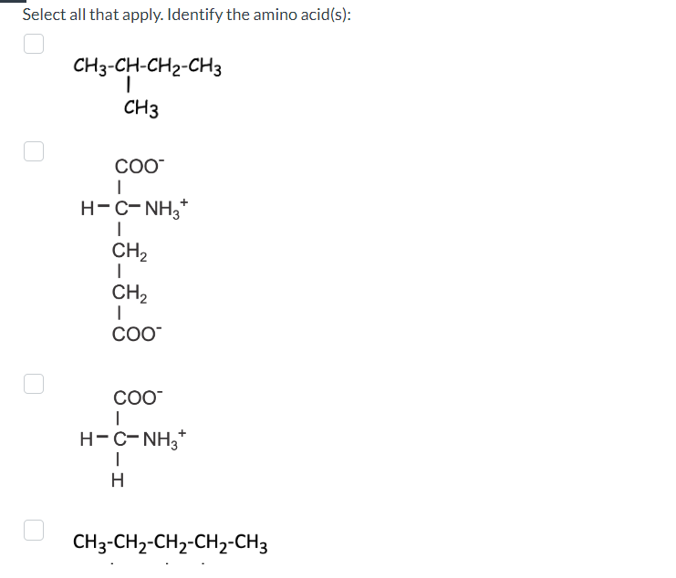 Solved Select all that apply. Identify the amino acid(s): | Chegg.com
