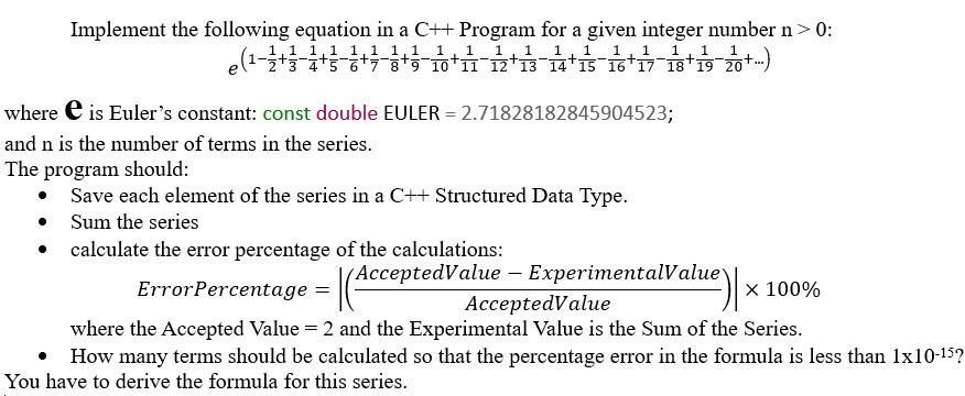 Solved 1 + + Implement the following equation in a C++ | Chegg.com