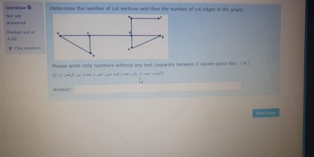 Solved Question 6 Determine the number of cut vertices and | Chegg.com