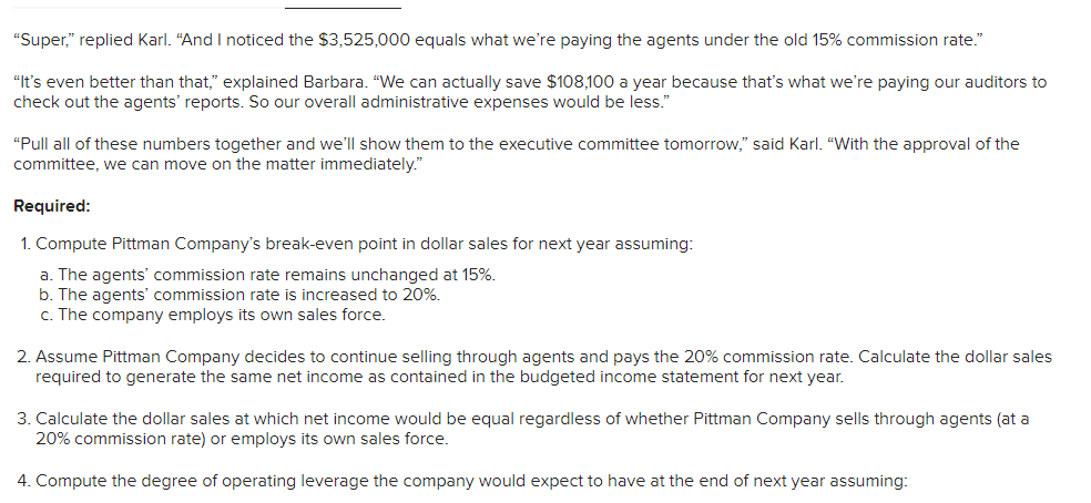 Solved a. The agents' commission rate remains unchanged at | Chegg.com