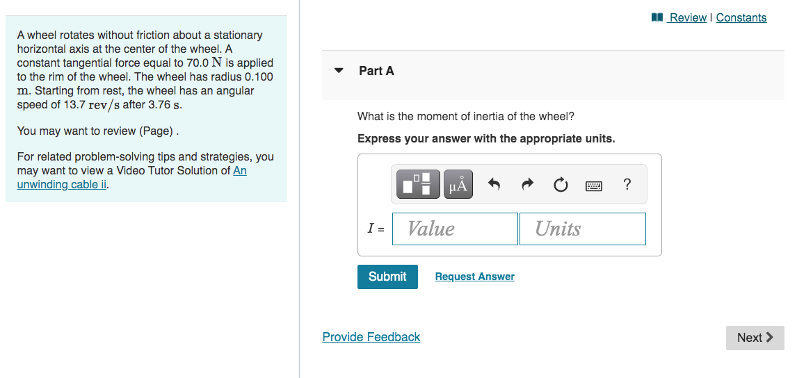 Solved Review Constants A wheel rotates without friction | Chegg.com