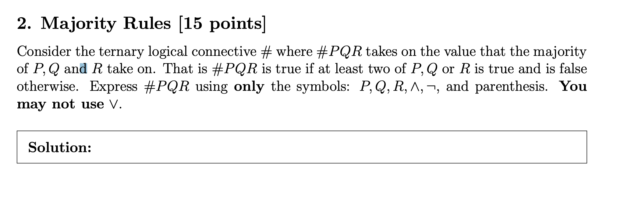 Solved Majority Rules Points Consider The Ternary Chegg Com