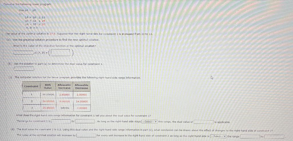 Solved Considar the folioving linear program. Max 3A+2B | Chegg.com