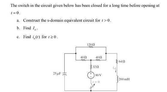 Solved The switch in the circuit given below has been closed | Chegg.com