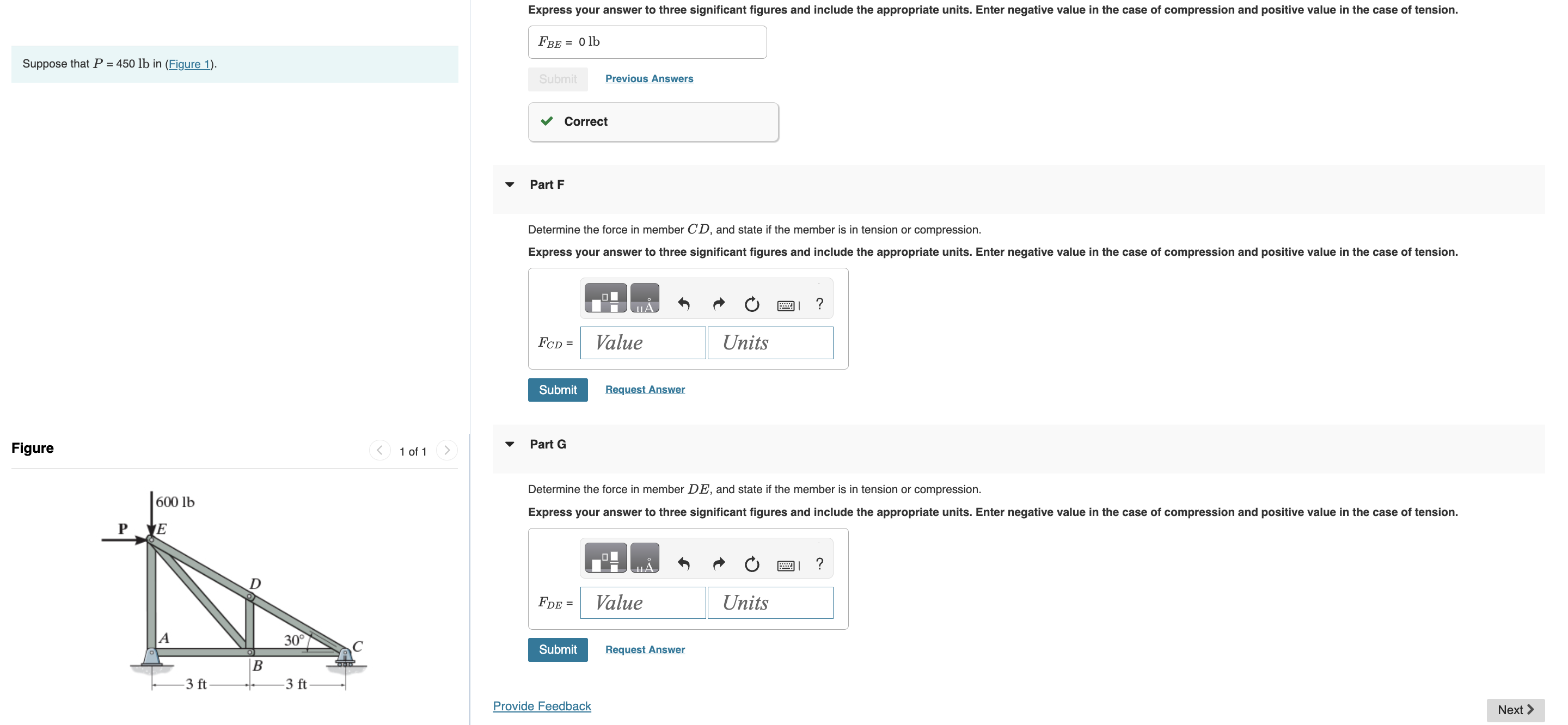 Solved Determine the force in member CD, and state if the | Chegg.com