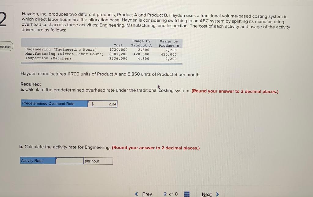 Solved 2 c. Calculate the activity rate for Manufacturing. | Chegg.com