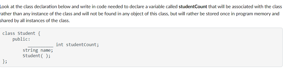Solved Look at the class declaration below and write in code | Chegg.com