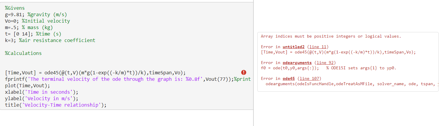 Solved Need Matlab Help I Don'T Understand Why I Am Getting | Chegg.Com