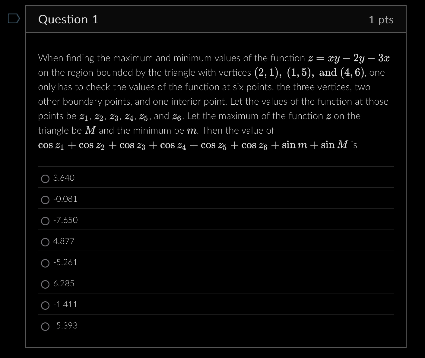 Solved Question 1When finding the maximum and minimum values | Chegg.com