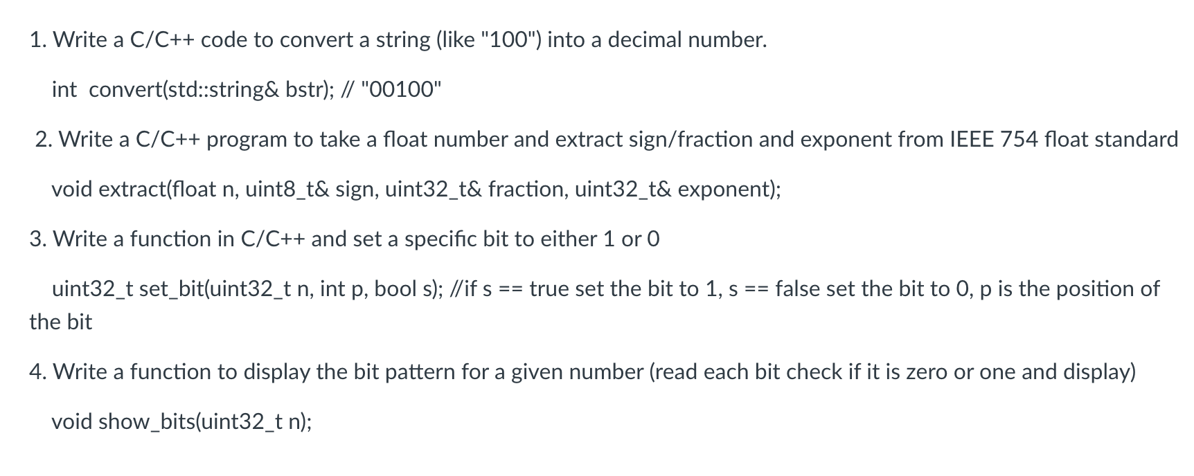 Solved Convert numbers 1. Write a C/C++ code to convert a | Chegg.com