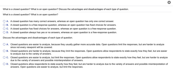 Solved What is a closed question What is an open question