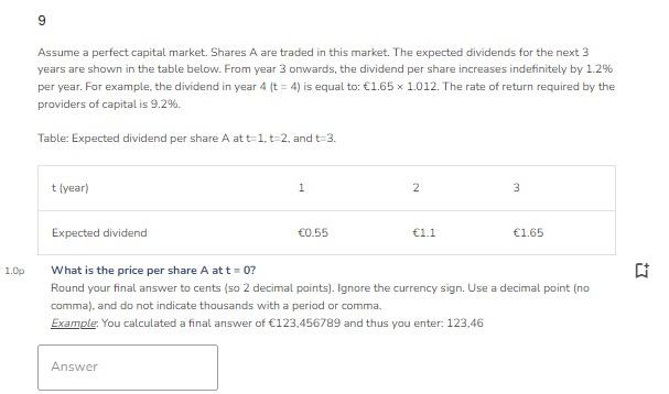 Solved 9 Assume A Perfect Capital Market. Shares A Are | Chegg.com