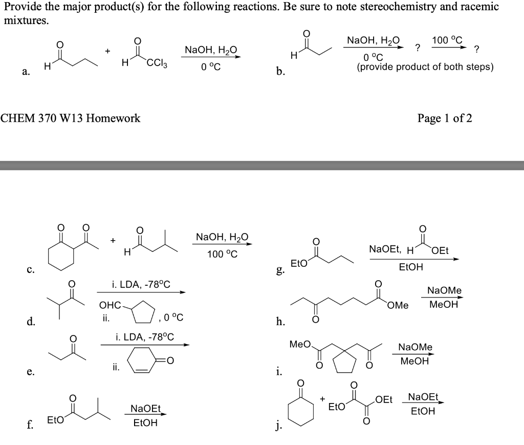 Provide The Major Product S For The Following Chegg Com