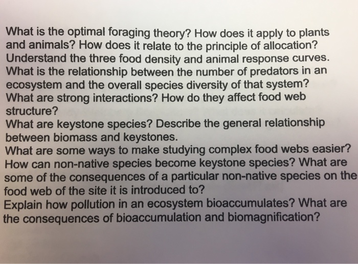 Solved What is the optimal foraging theory? How does it | Chegg.com