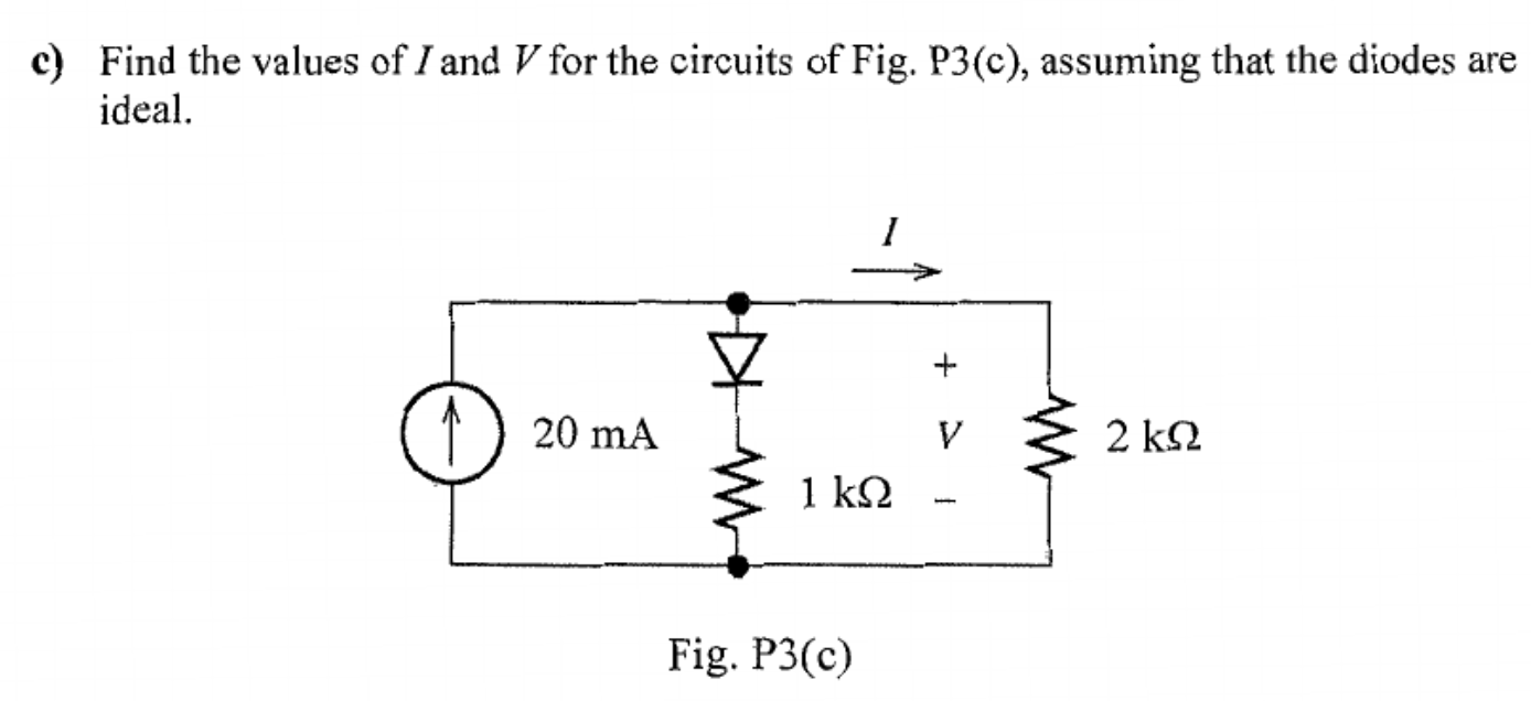 Solved C) Find The Values Of I And V For The Circuits Of | Chegg.com