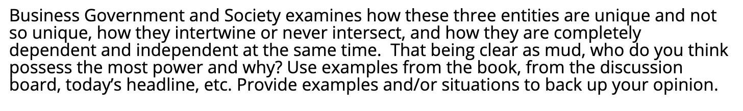Business Government and Society examines how these Chegg com