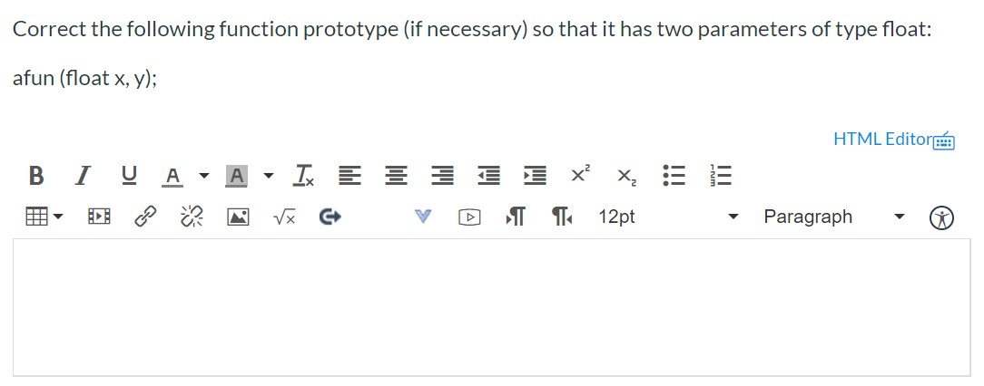 Solved Correct the following function prototype (if | Chegg.com