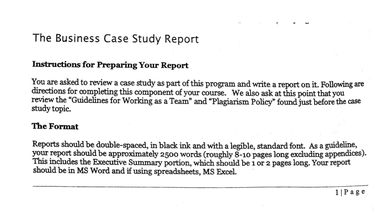 business case analysis report