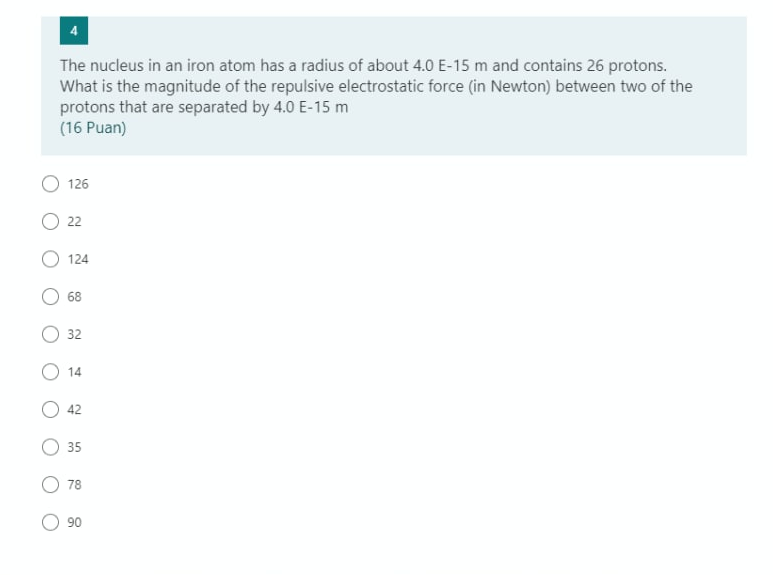 Solved The nucleus in an iron atom has a radius of about 4.0 | Chegg.com