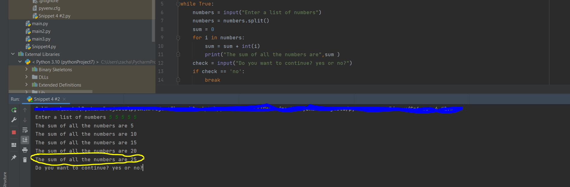 Solved How do I get my program to only print the final sum | Chegg.com