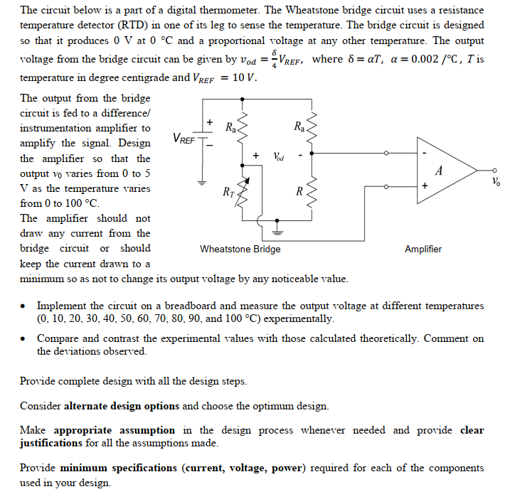 Solved The circuit below is a part of a digital thermometer. | Chegg.com