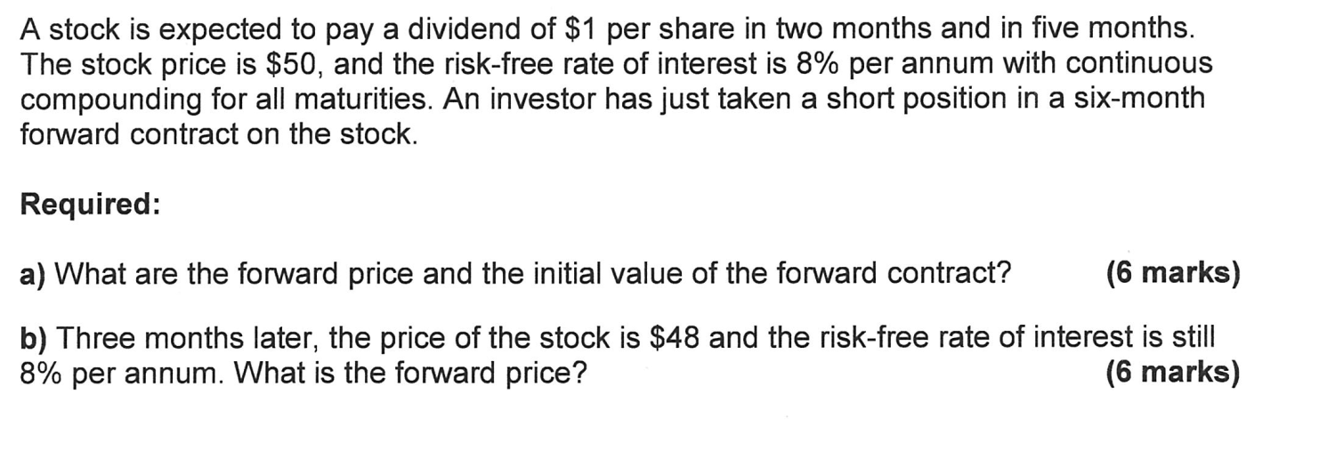 Solved A Stock Is Expected To Pay A Dividend Of 1 Per Share Chegg