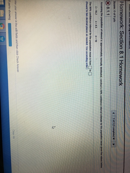 Solved Homework: Section 8.1 Homework Score: 0 of 8 pts x= | Chegg.com