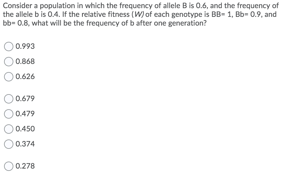 Solved Consider A Population In Which The Frequency Of | Chegg.com