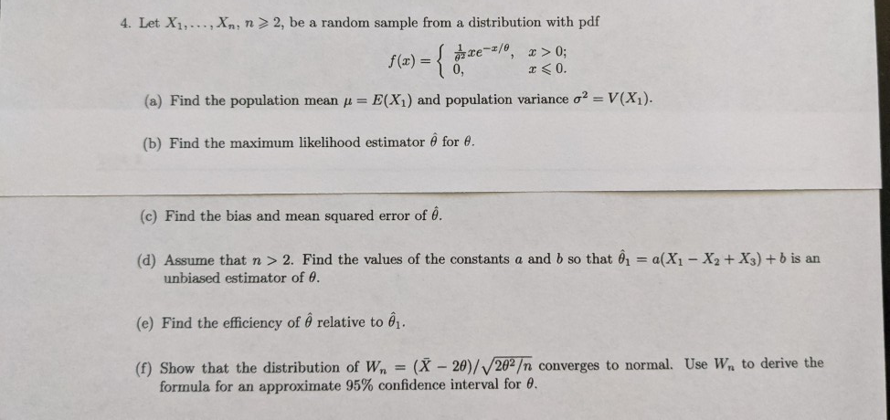 Solved 4 Let X1 X N 2 Be A Random Sample From Chegg Com