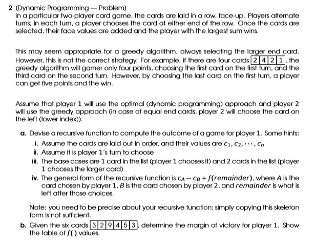 2 (Dynamic Programming - Problem) In a particular | Chegg.com