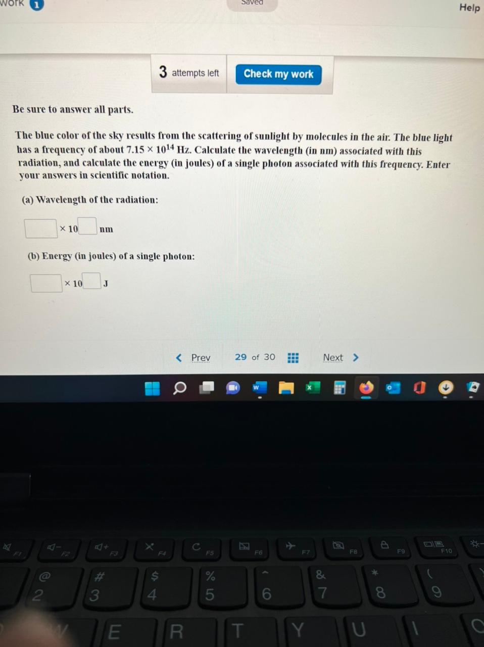 Solved Be sure to answer all parts. The blue color of the | Chegg.com