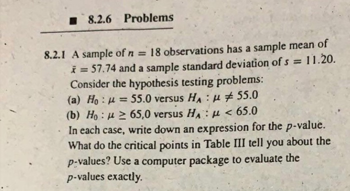 Solved 8.2.6 Problems 8.2.1 A sample of n = 18 observations | Chegg.com