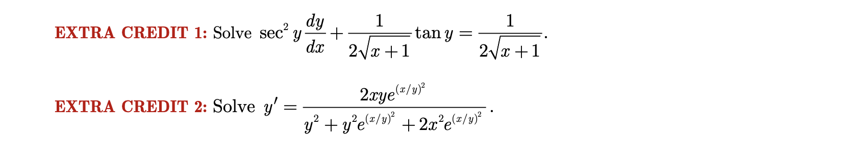 Solved EXTRA CREDIT 1: Solve sec2ydxdy+2x+11tany=2x+11. | Chegg.com