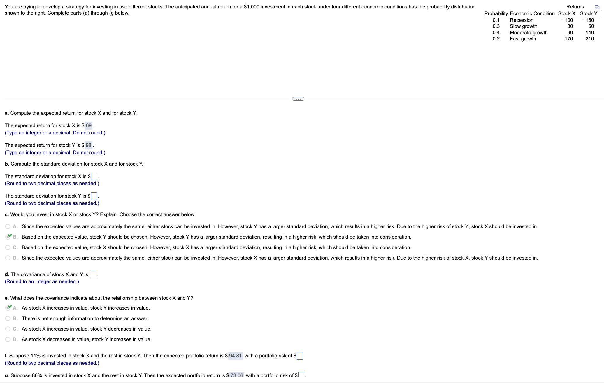 Solved shown to the right. Complete parts (a) through ( g
