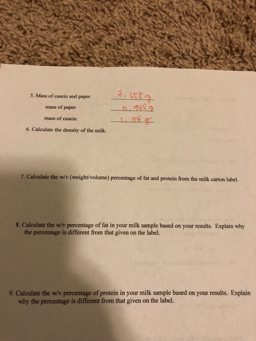 Solved 1. calculate the density of the milk 2.