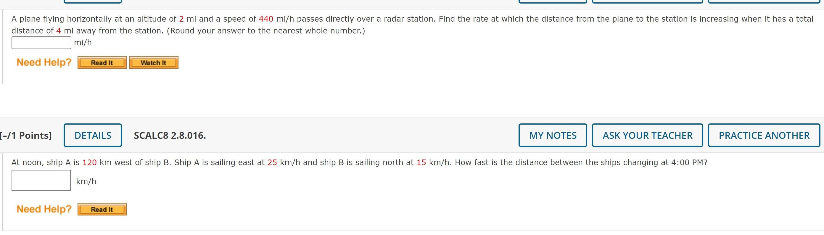 Solved A plane flying horizontally at an altitude of 2 mi