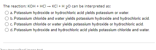 potassium hydroxide hydrochloric acid