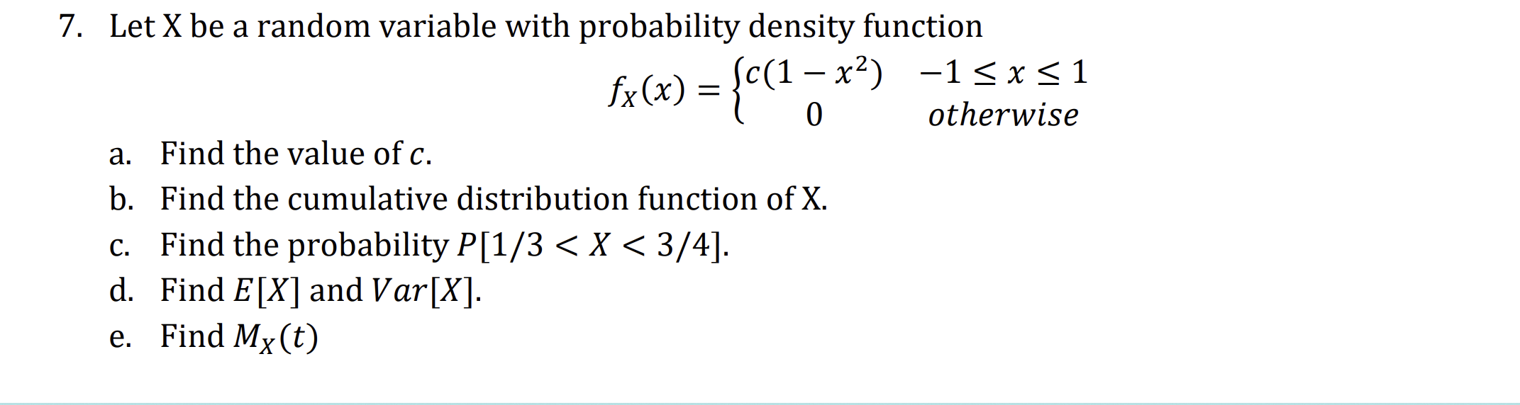 Solved 7. Let X be a random variable with probability | Chegg.com