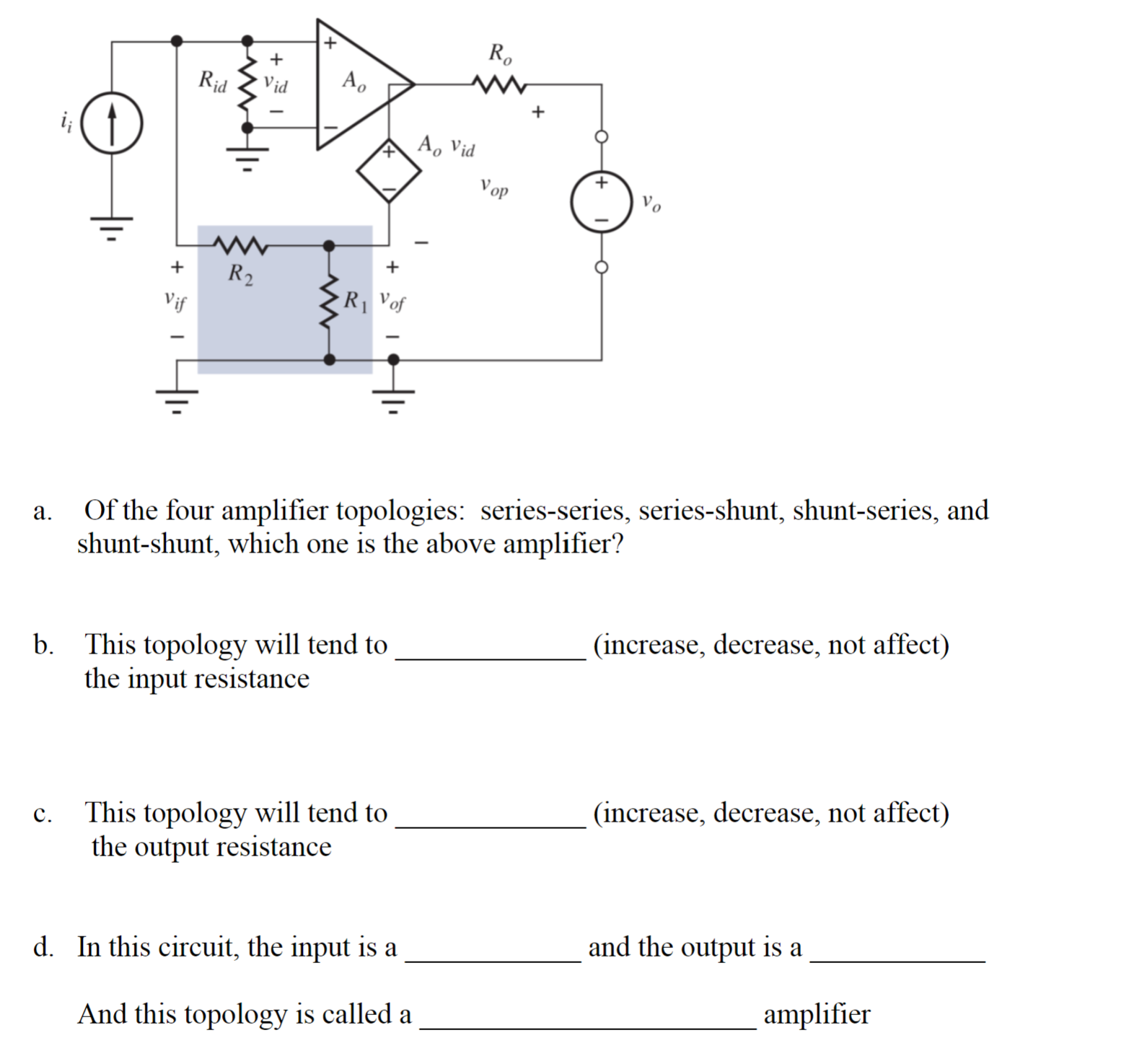 Solved a. Of the four amplifier topologies seriesseries,