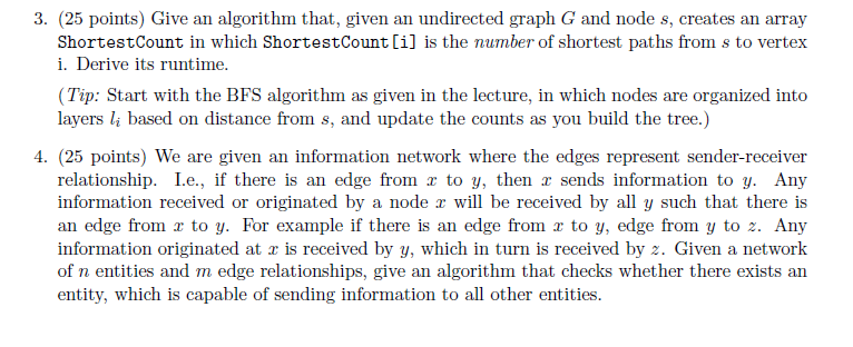 Solved 3. (25 points) Give an algorithm that, given an | Chegg.com