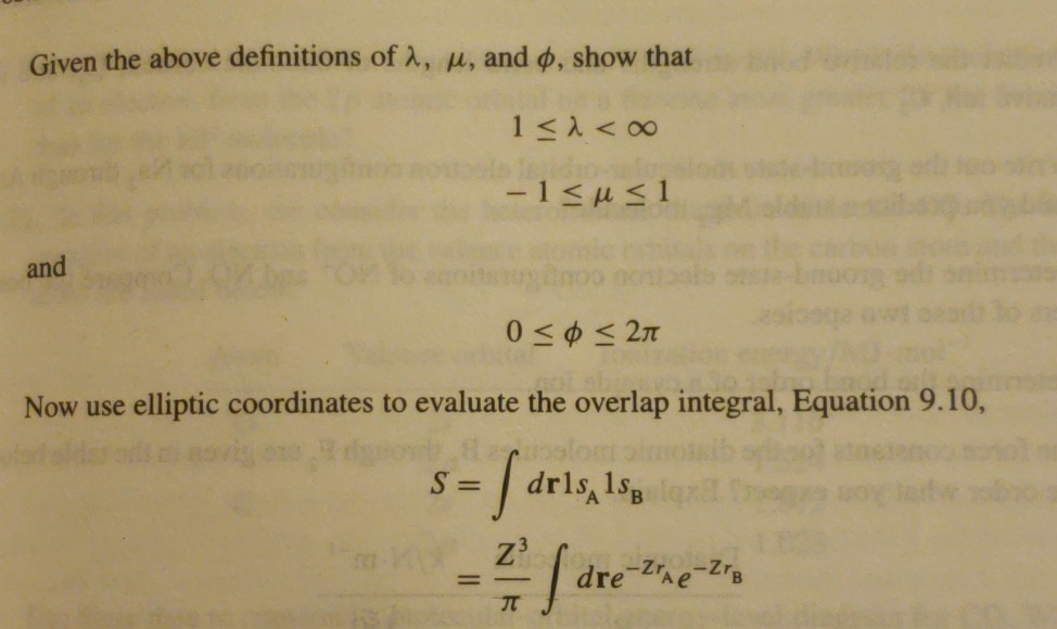 Solved 9.3. The overlap integral, Equation 9.10, and other | Chegg.com