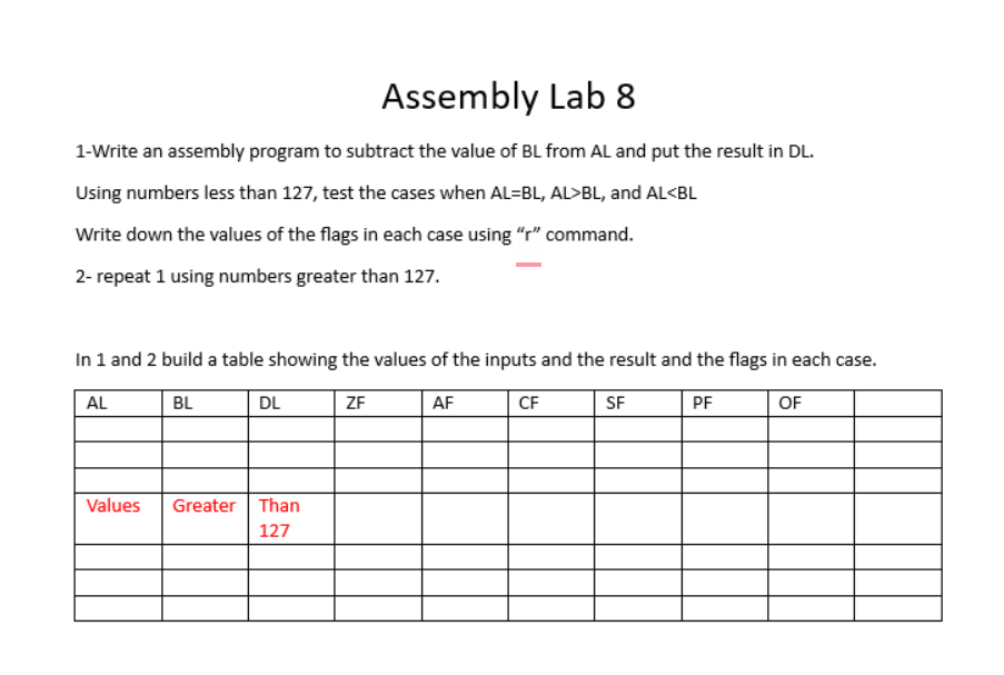 Solved 1-Write an assembly program to subtract the value of | Chegg.com