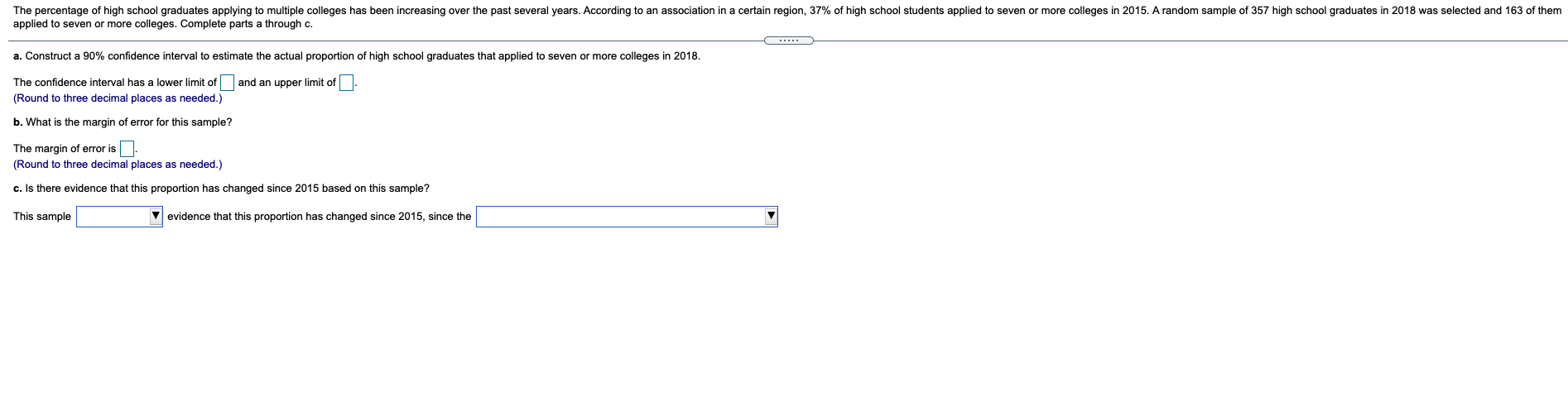 Solved The percentage of high school graduates applying to | Chegg.com