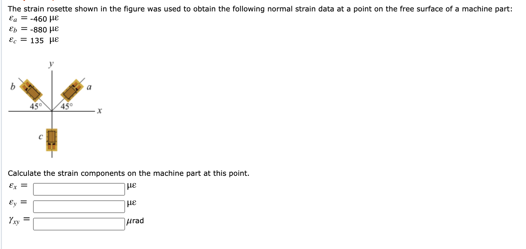 Solved The strain rosette shown in the figure was used to | Chegg.com