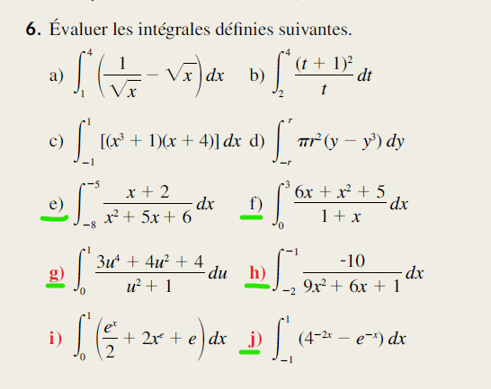 Solved 6. Évaluer les intégrales définies suivantes. (t + | Chegg.com