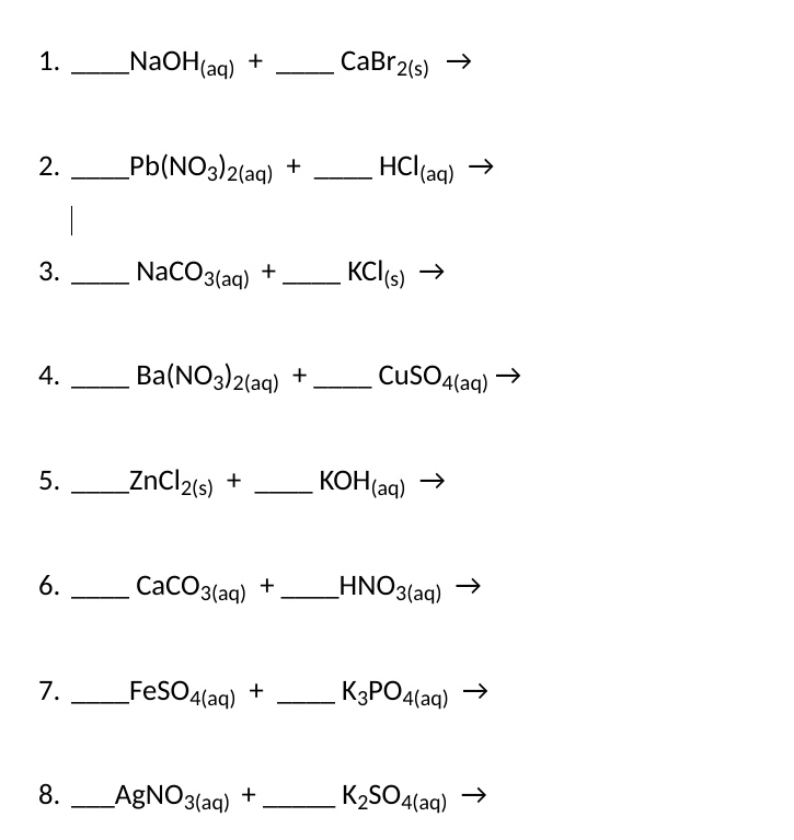 Solved complete the following chemical reactions and balance | Chegg.com