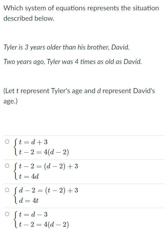 Solved Which system of equations represents the situation | Chegg.com