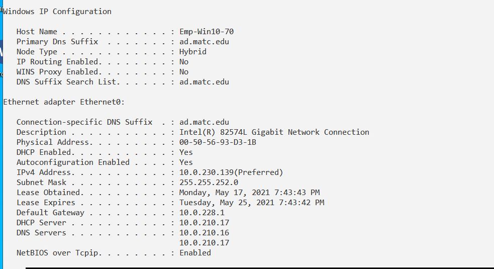 Solved Windows IP Configuration Host Name Primary Dns Suffix | Chegg.com